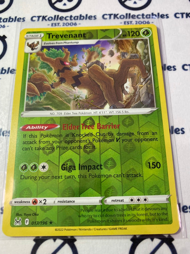 Trevenant Reverse Holo Rare #017/196 2022 Sword & Shield Lost Origin Pokemon Card