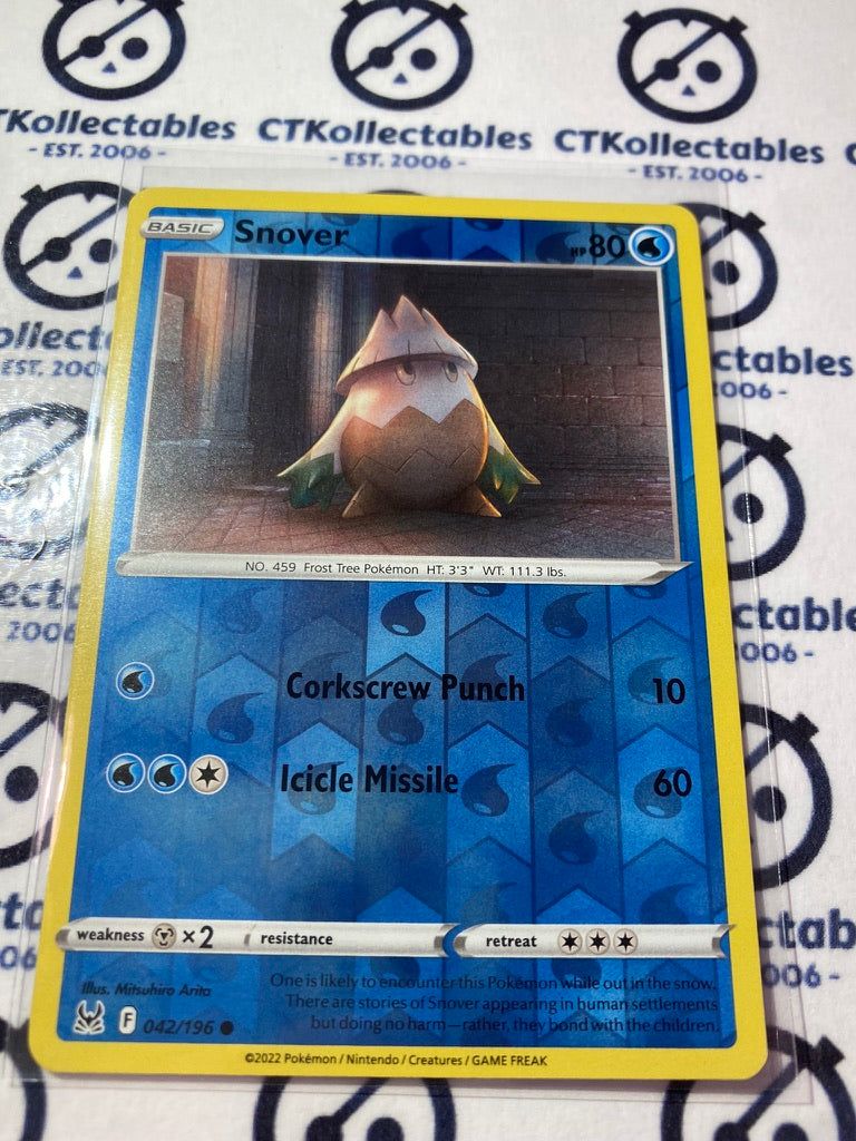 Snover Reverse Holo #042/196 2022 Sword & Shield Lost Origin Pokemon C CTKollectables Snover Reverse Holo #042/196 2022 Sword & Shield Lost Origin Pokemon C CTKollectables