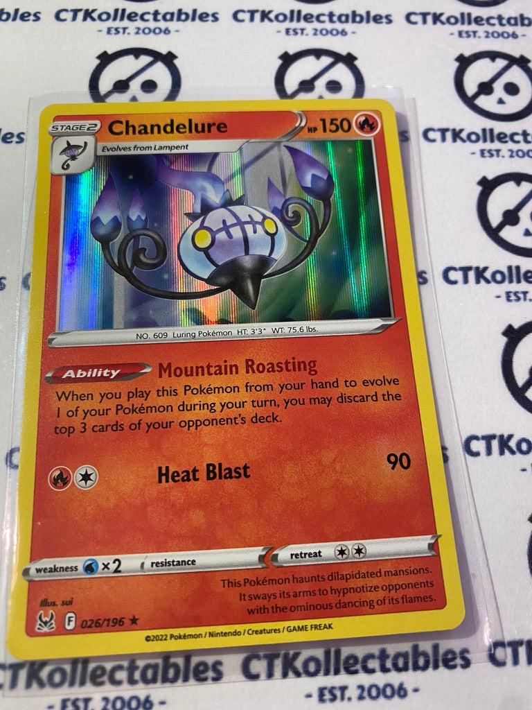 Chandelure Holo Rare #026/196 2022 Sword & Shield Lost Origin Pokemon Card
