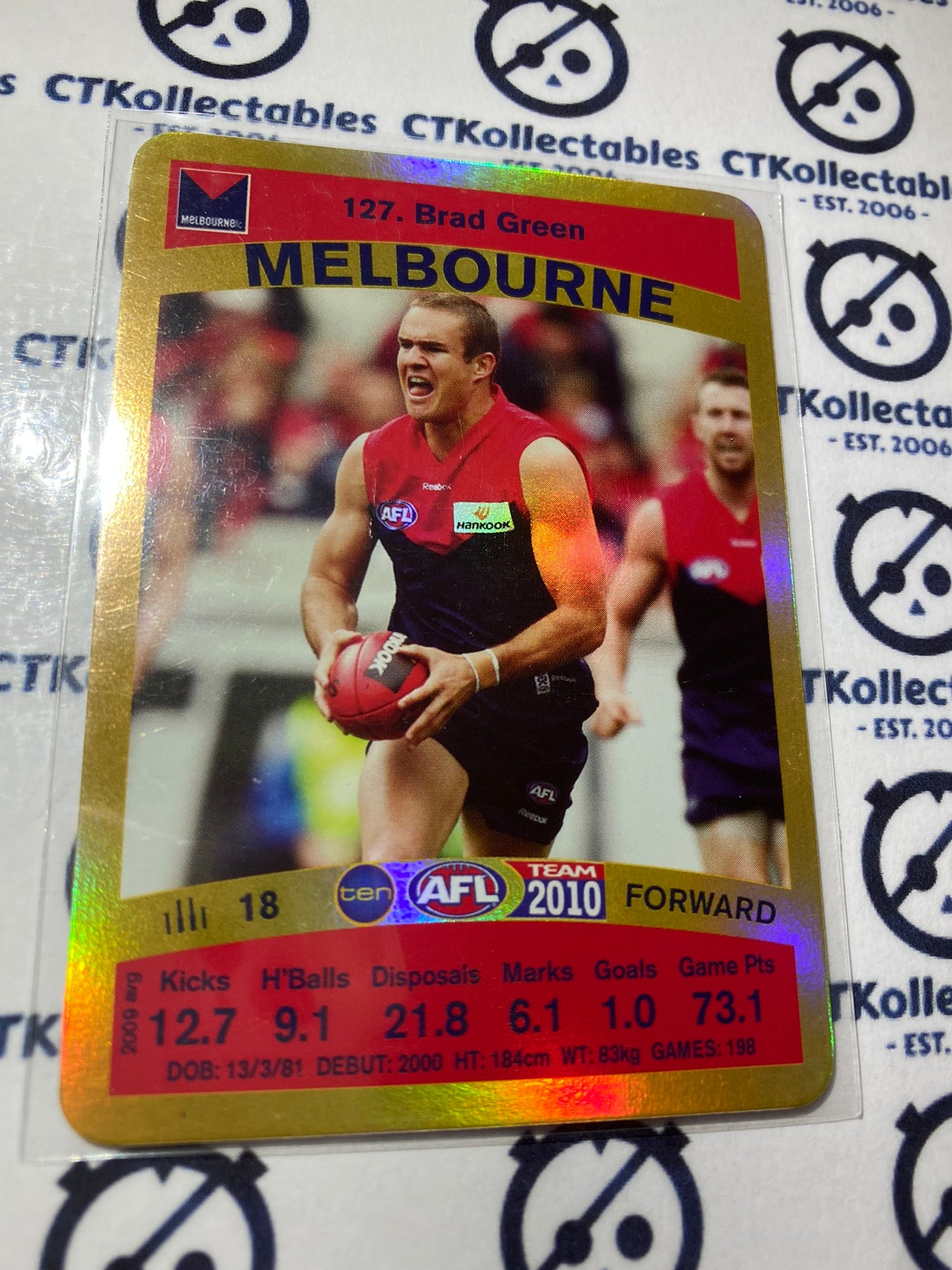 2010 AFL Teamcoach Gold Card- #127 Brad Green Demons