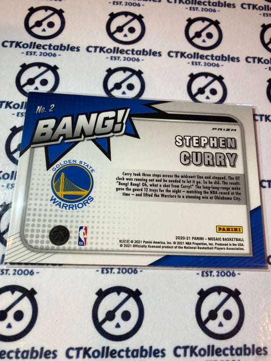 2020-21 NBA Mosaic BANG! Stephen Curry Silver Mosaic #2 Warriors
