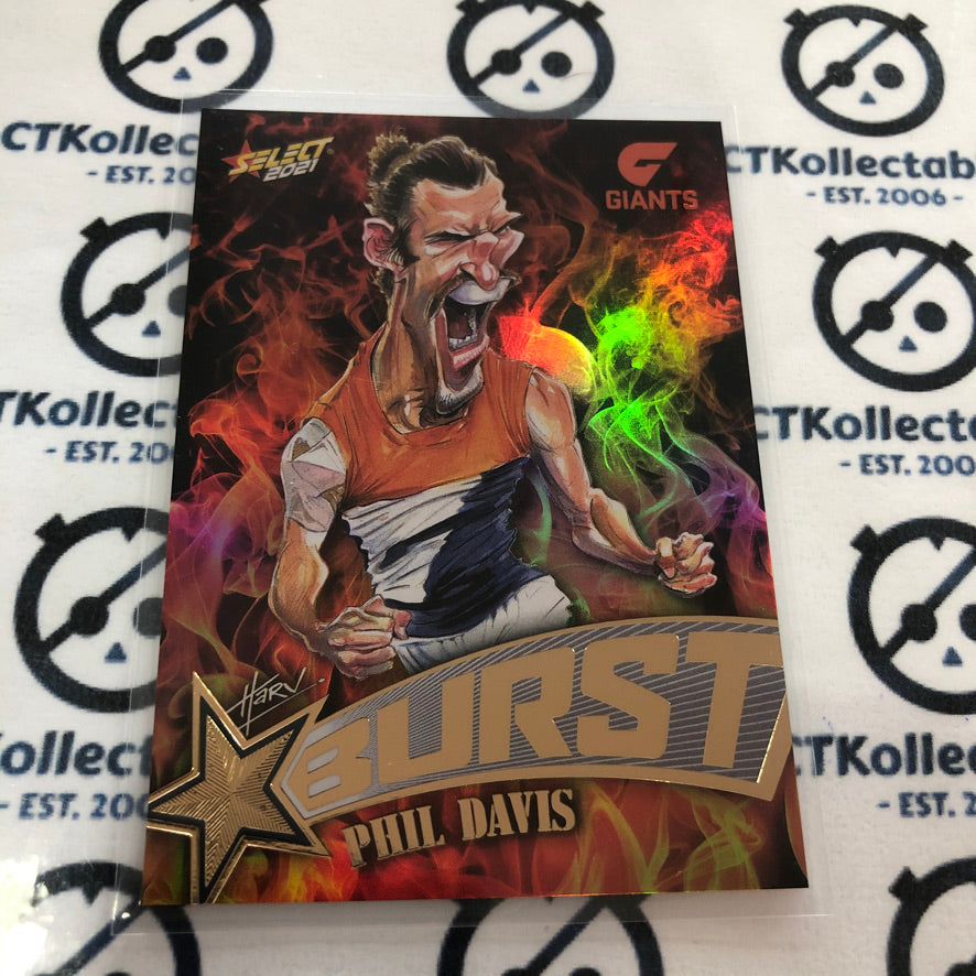 2021 AFL Footy Stars Fire Burst Phil Davis #SP27 Giants