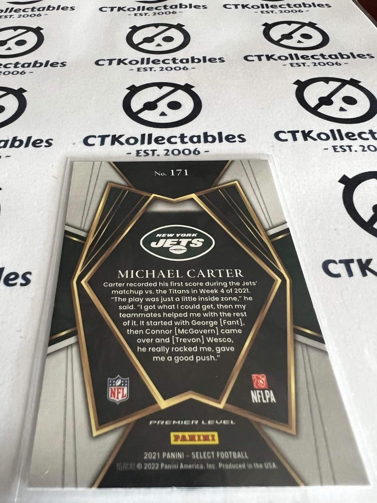 2021 NFL Panini Select Michael Carter Premier level Rookie RC #171 Jets