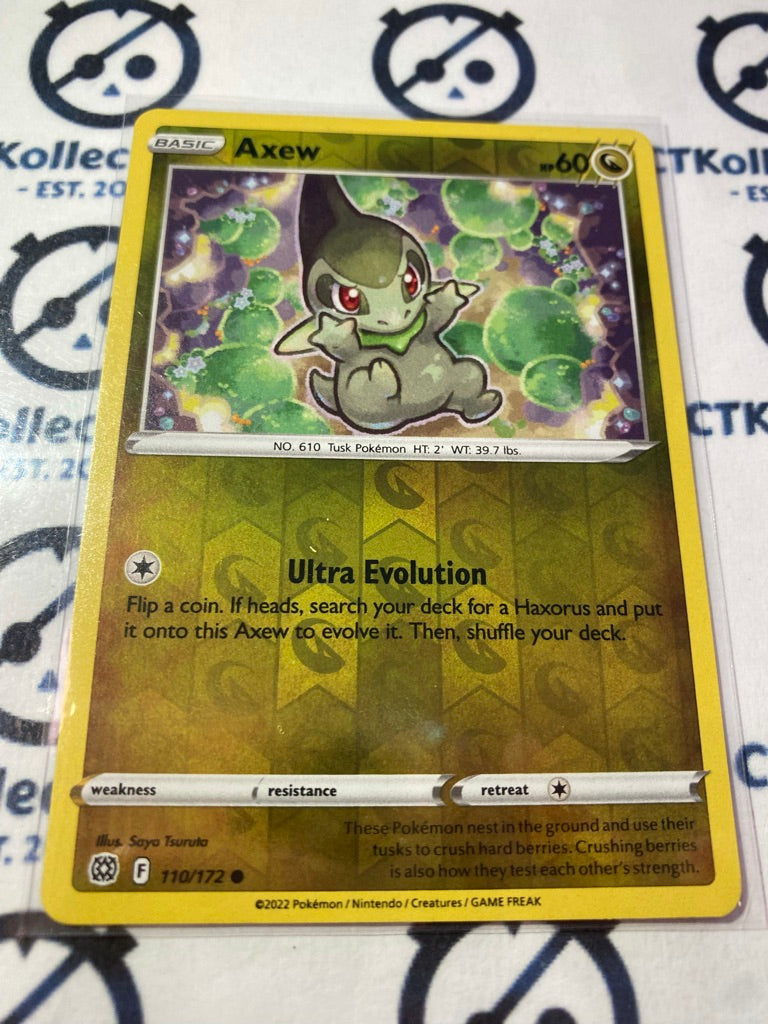 Axew #110/172 Reverse Holo Pokmon Card Brilliant Stars CTKollectables Axew #110/172 Reverse Holo Pokmon Card Brilliant Stars CTKollectables