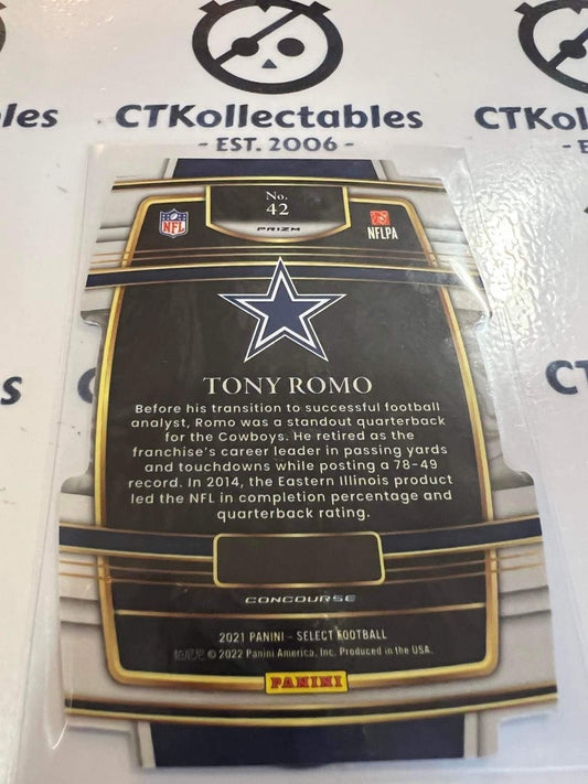 2021 NFL Panini Select Tony Romo Silver Prizm Concourse Die Cut #42 Cowboys