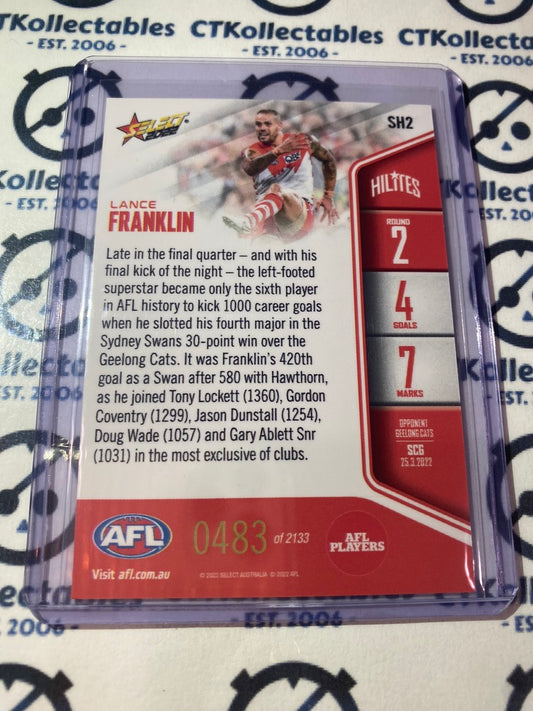 2022 AFL Select Round 2 Hilites Lance Franklin 1000 Goals #0438/2133 Swans