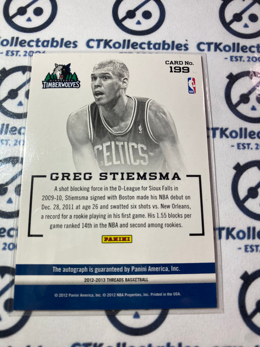 2012-13 Panini NBA Threads Greg Stiemsma Auto #199 Timberwolves