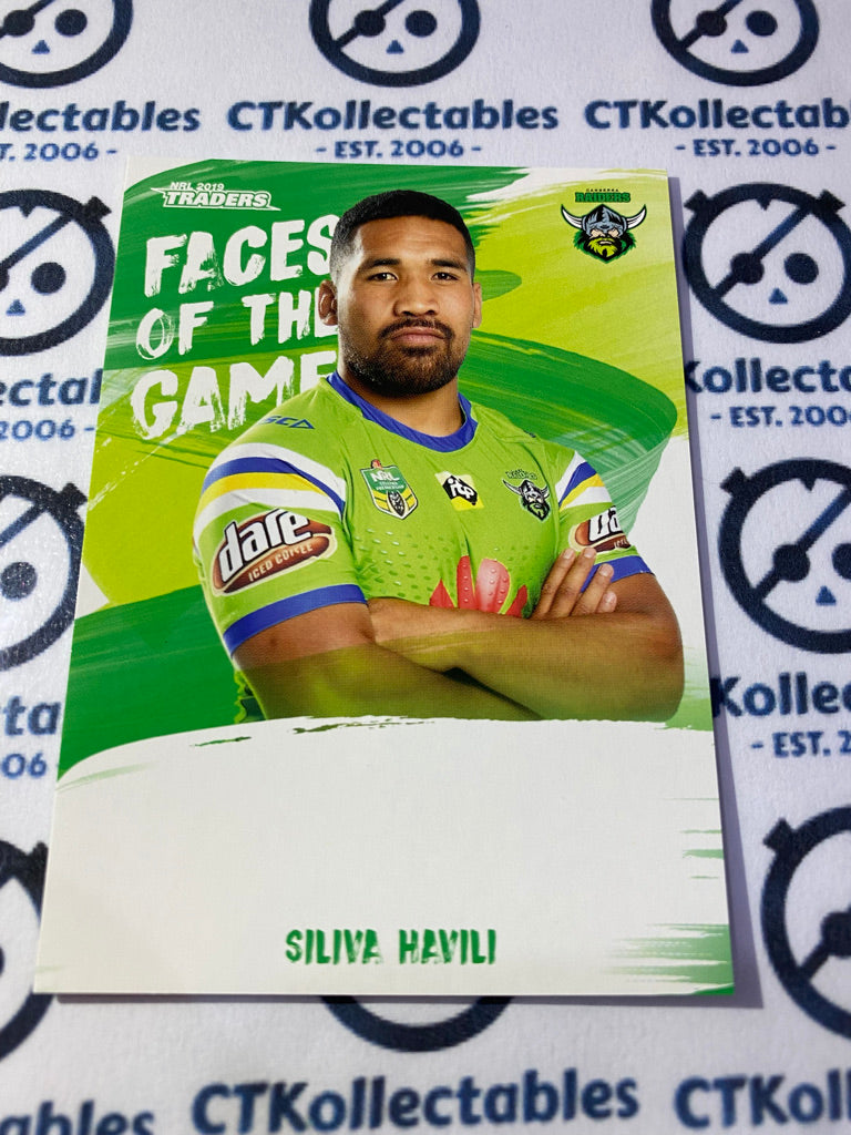 2019 NRL Traders Faces Of The Game Silva Havili FG06/64 Raiders