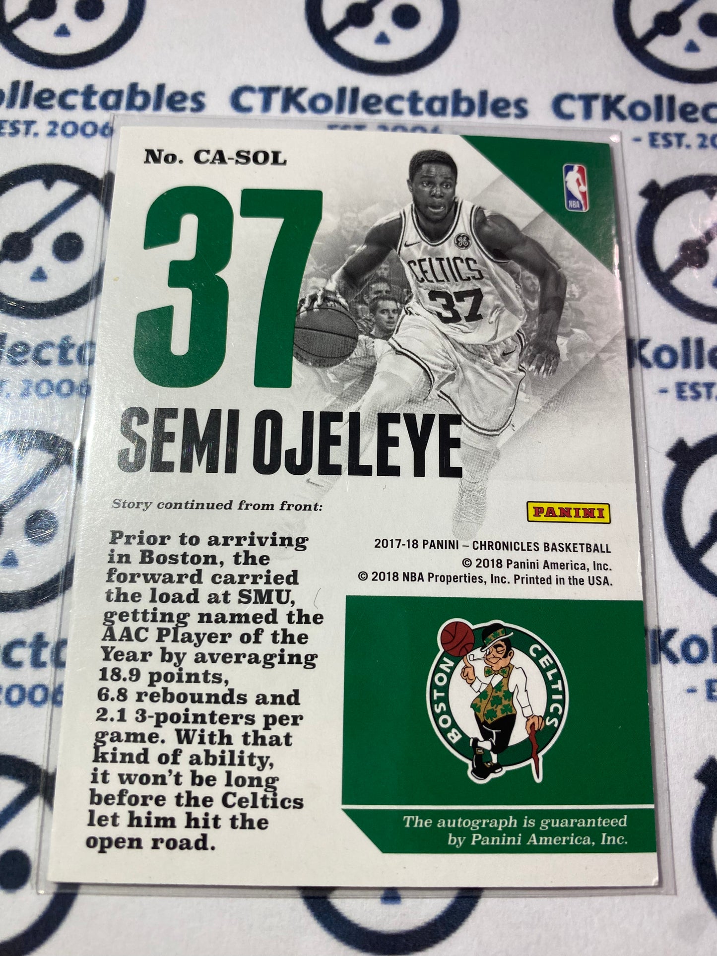 2017-18 NBA Panini Chronicles Semi Ojeleye Rookie Autograph #125/199 Celitcs