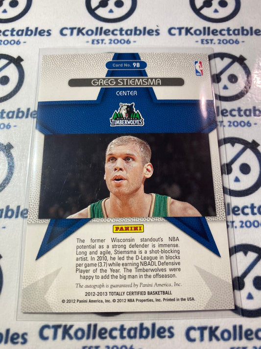 2012-13 NBA Panini Totally Certified Greg Stiemsma Rookie Roll Call Auto Timberwolves