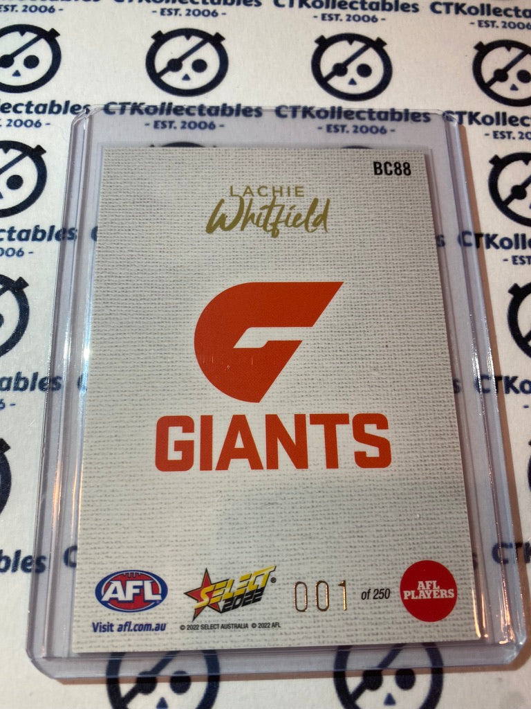 2022 AFL Footy Stars Blank Canvas - Lachie Whitfield BC88 #001/145 LOW #
