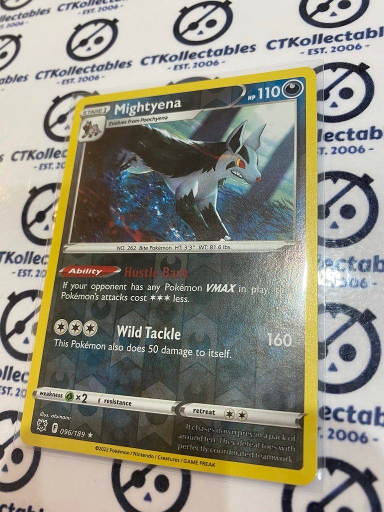 Mightyena Reverse Holo Rare #096/189 2022 Sword & Shield Astral Radiance Pokemon Card