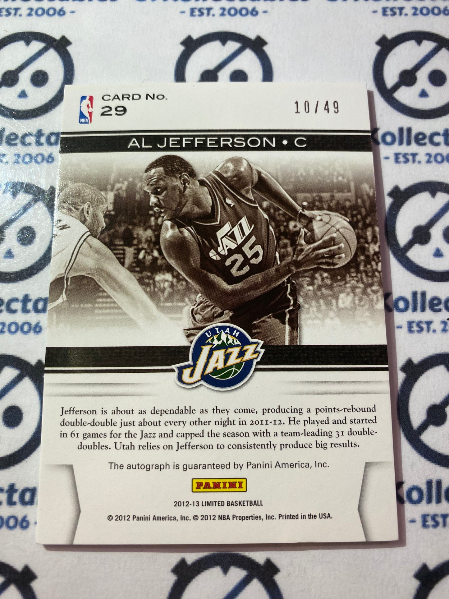 2012-13 Panini Limited Al Jefferson Spotlight Signatures #10/49 Timberwolves