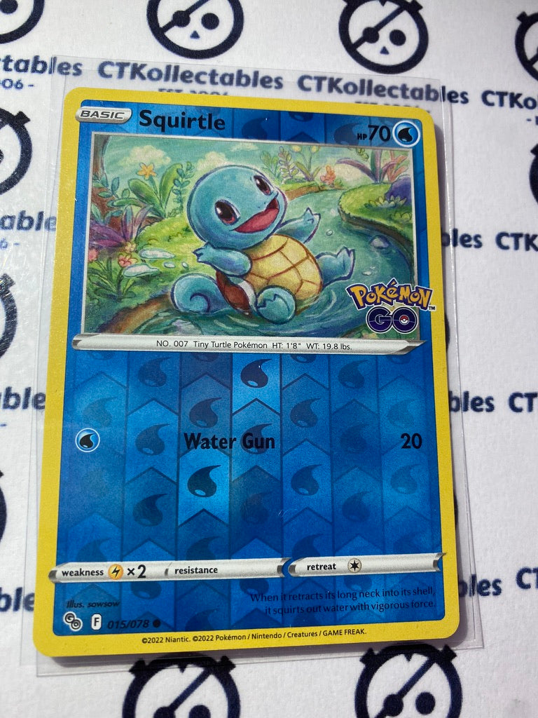 Squirtle Reverse Holo Card #015/078 2022 Sword & Shield Pokemon Go Pokemon Card