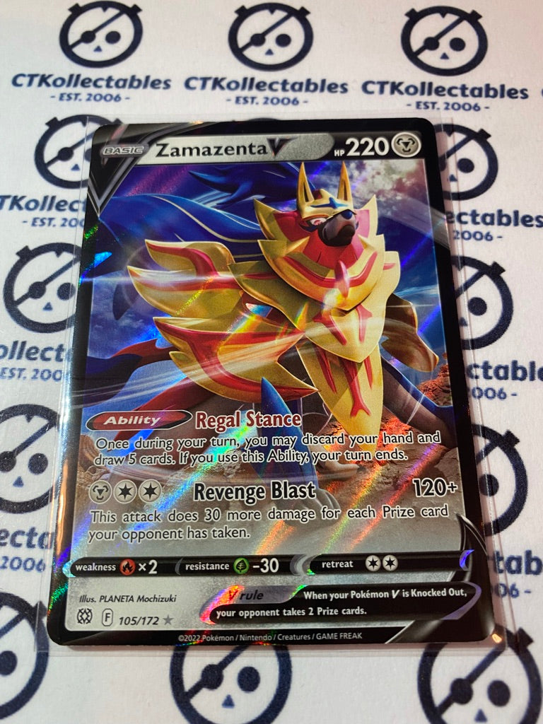 Zamazenta V #105/172 Ultra Rare Pokémon Card Brilliant Stars
