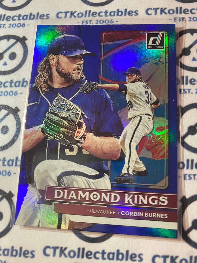 2022 Panini Donruss Baseball Corbin Burnes Diamond Kings Blue Foil #21 Milwaukee