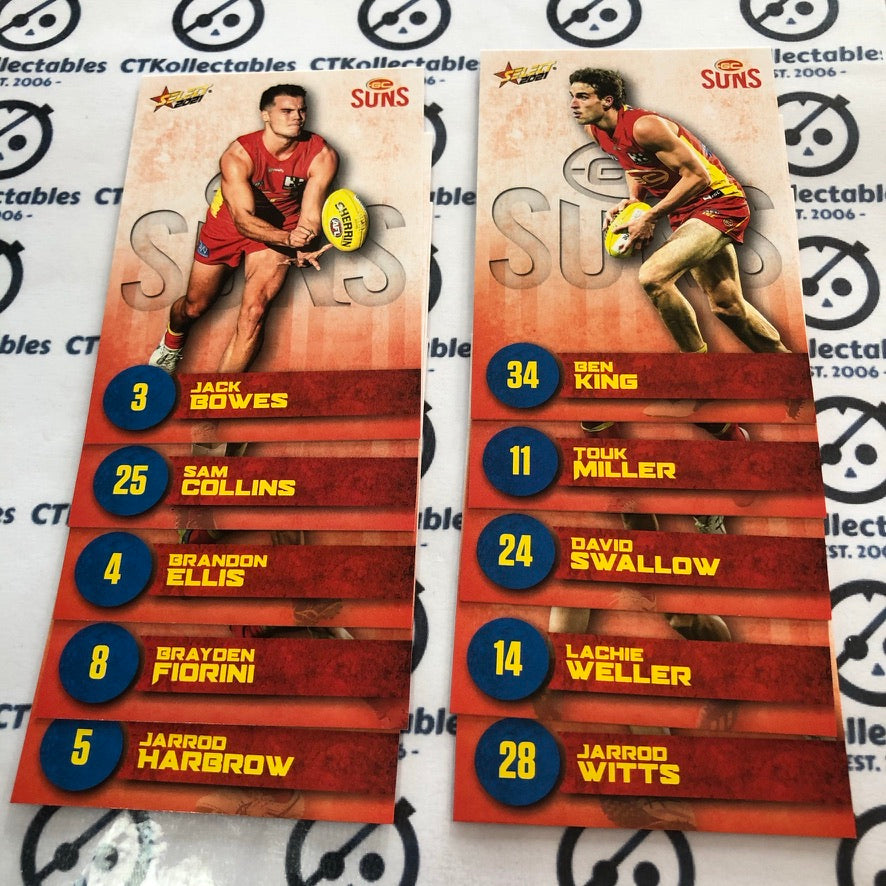 2021 AFL Footy Stars Gold Coast Suns 10 team Set