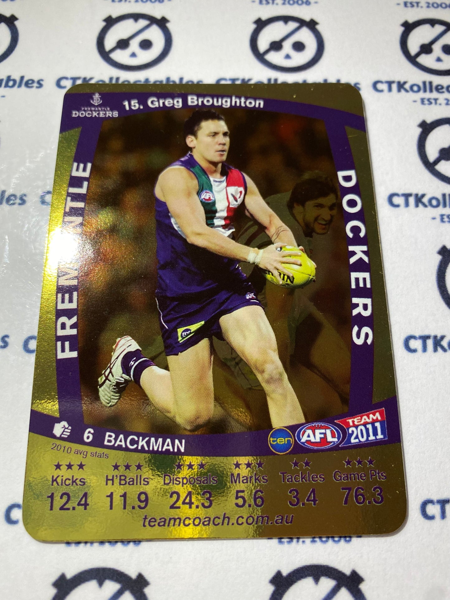 2011 AFL Teamcoach Gold Card- #15 Greg Broughton Dockers