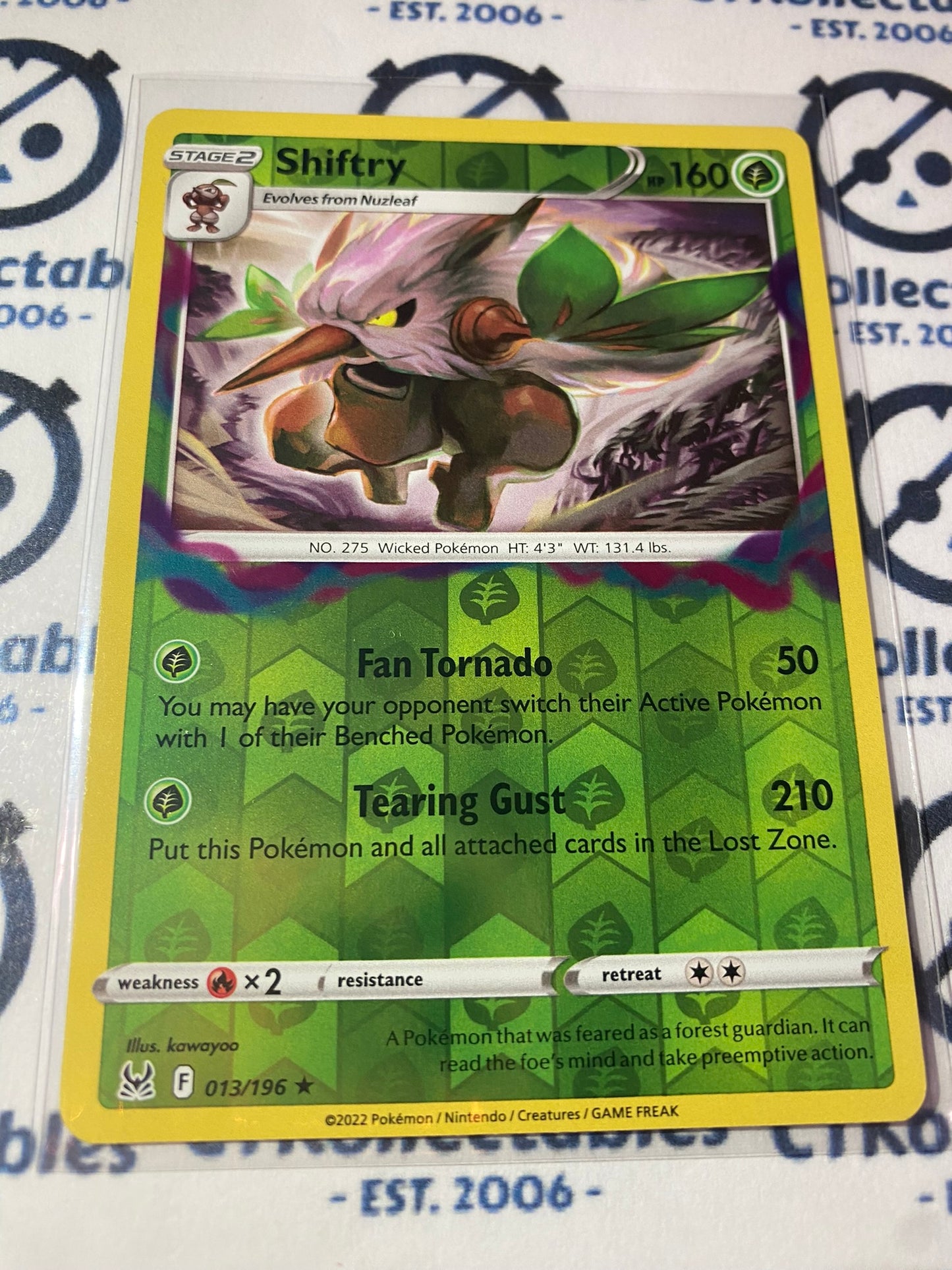 Shiftry Reverse Holo #013/196 2022 Sword & Shield Lost Origin Pokemon Card