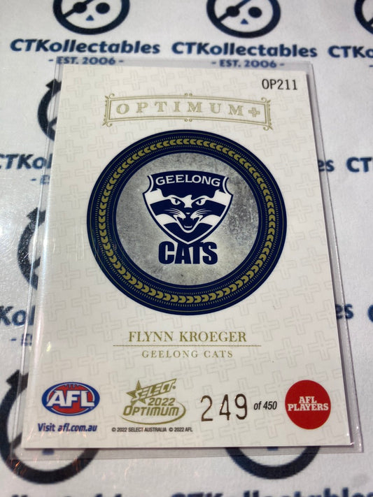 2022 AFL Optimum Flynn Kroeger Optimum Plus RC #249/450 Cats OP211