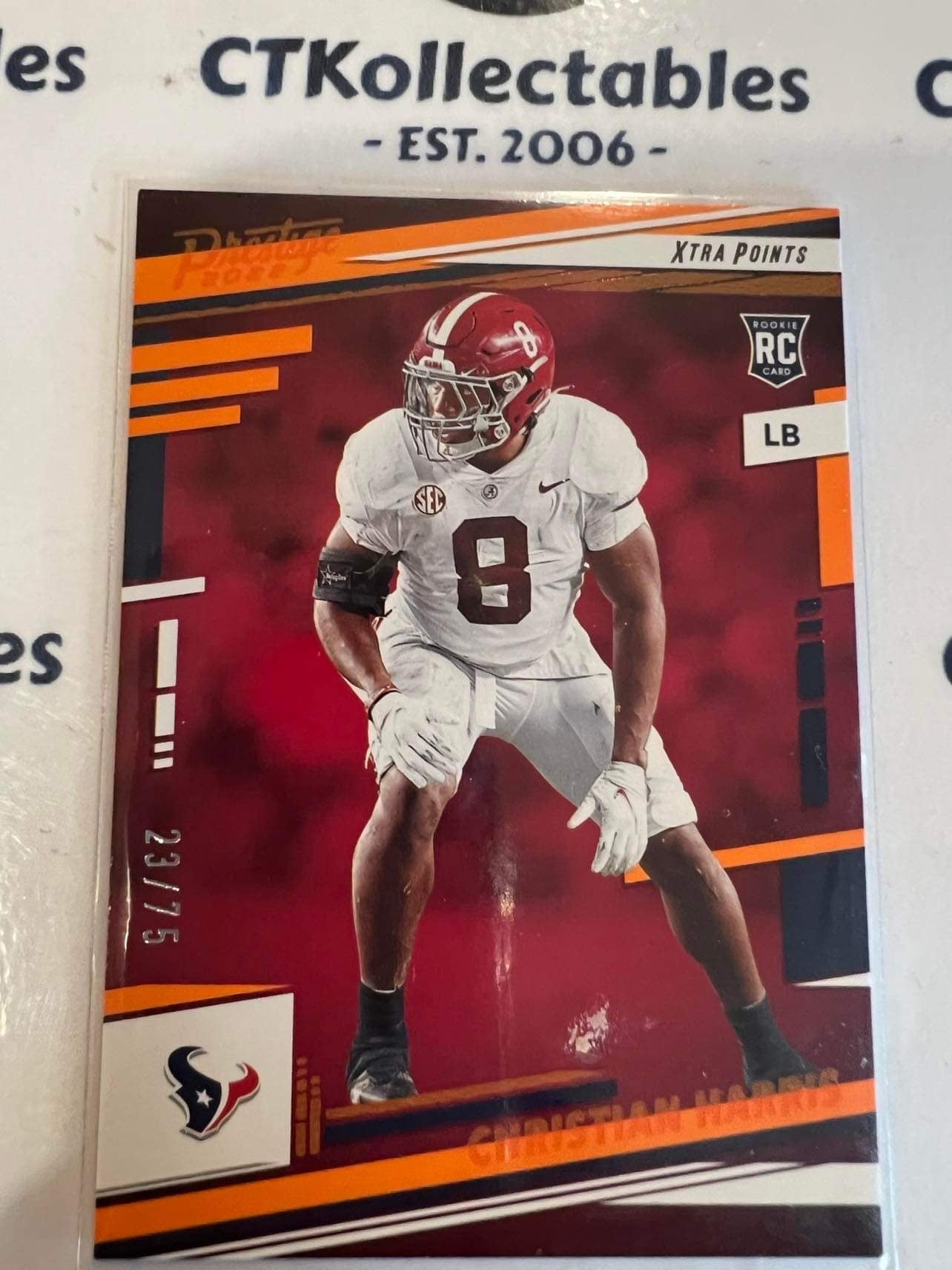 2022 NFL Prestige Christian Harris RC #23/75 Xtra Points orange #356 Texans