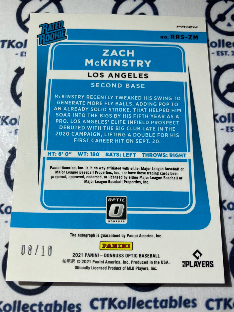 2021 Panini Donruss Optic Baseball Zach McKinstry Rated Rookie Auto Gold #08/10