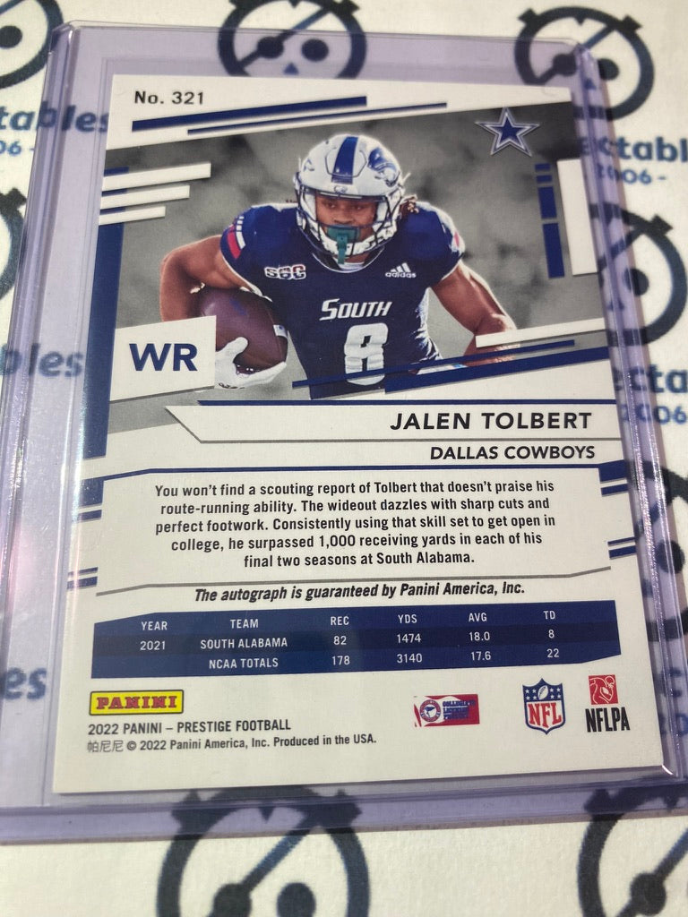 2022 NFL Panini Prestige Jalen Tolbert Rookie Auto Xtra Points #321 Cowboys