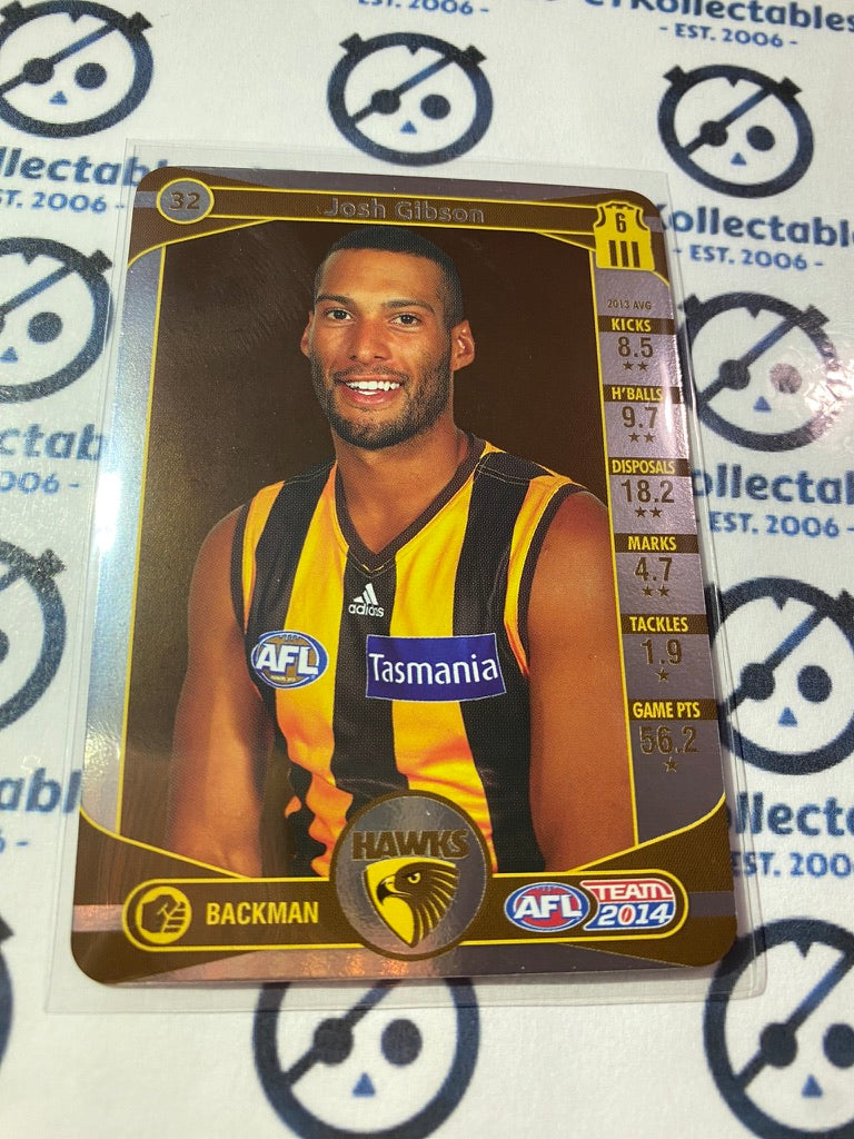 2014 AFL Teamcoach Silver Parallel #32 Josh Gibson Hawks