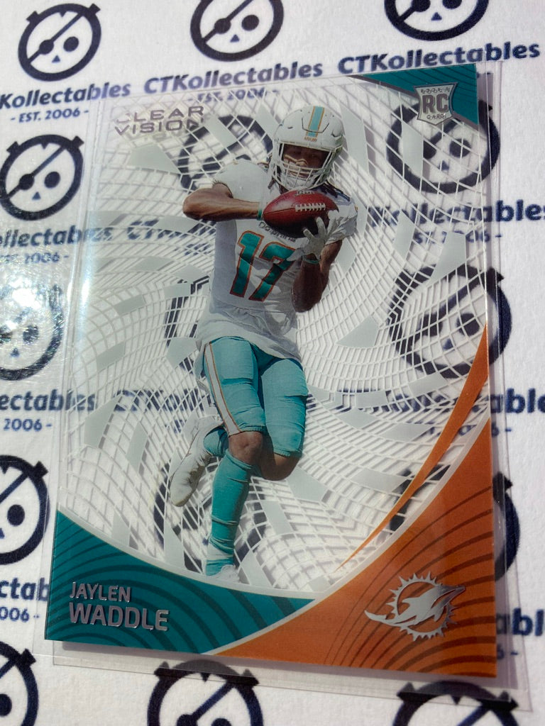 2021 NFL Chronicles Clear Vision Jaylen Waddle rookie card RC #CVR-6 Dolphins