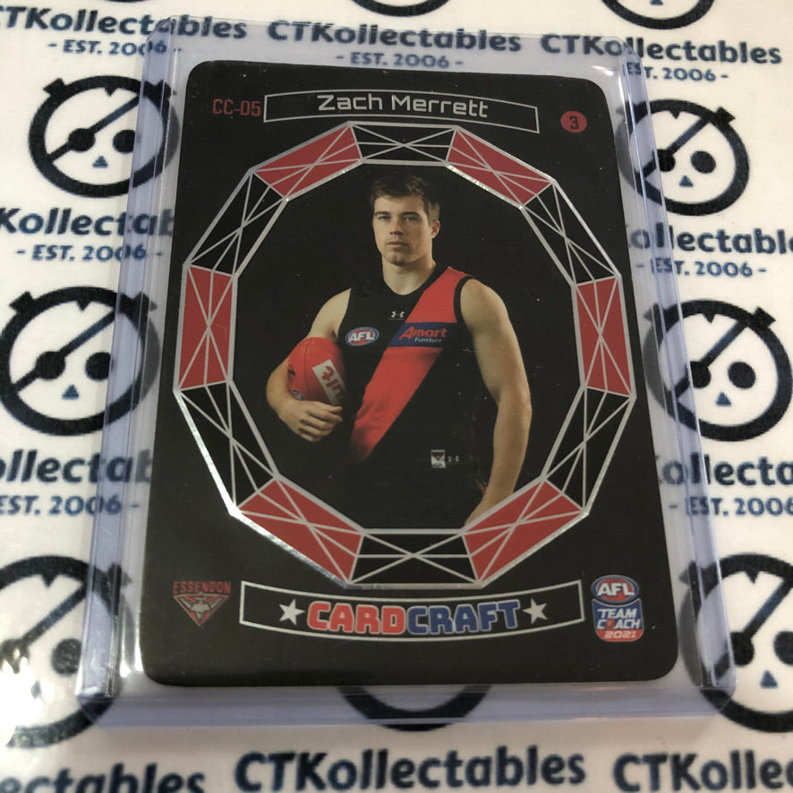 2021 AFL Teamcoach Card Craft Portrait - Zach Merrett CC-05 Bombers