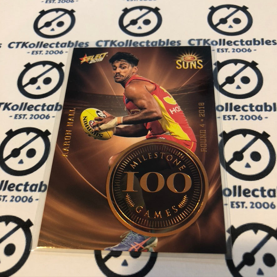 2019 Afl Footy Stars Aaron Hall Milestone 100 games MG43