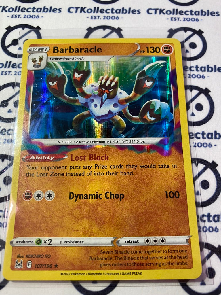 Barbaracle Holo Rare #107/196 2022 Sword & Shield Lost Origin Pokemon Card