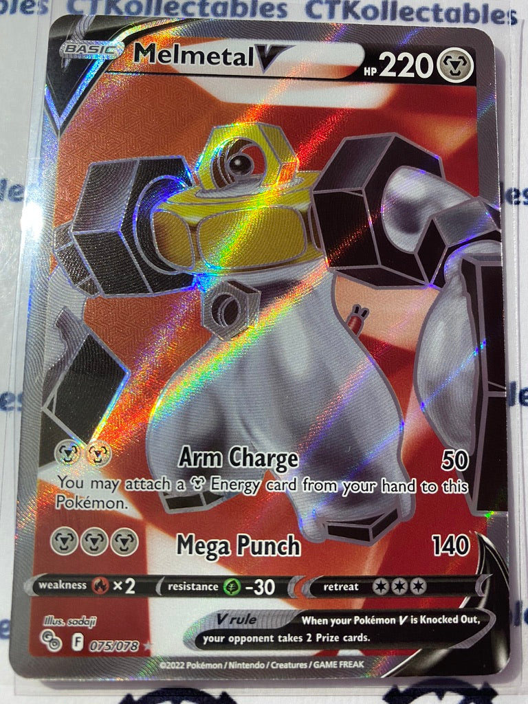 Melmetal V Full Art Ultra Rare Card #075/078 2022 Sword & Shield Pokemon Go Pokemon Card
