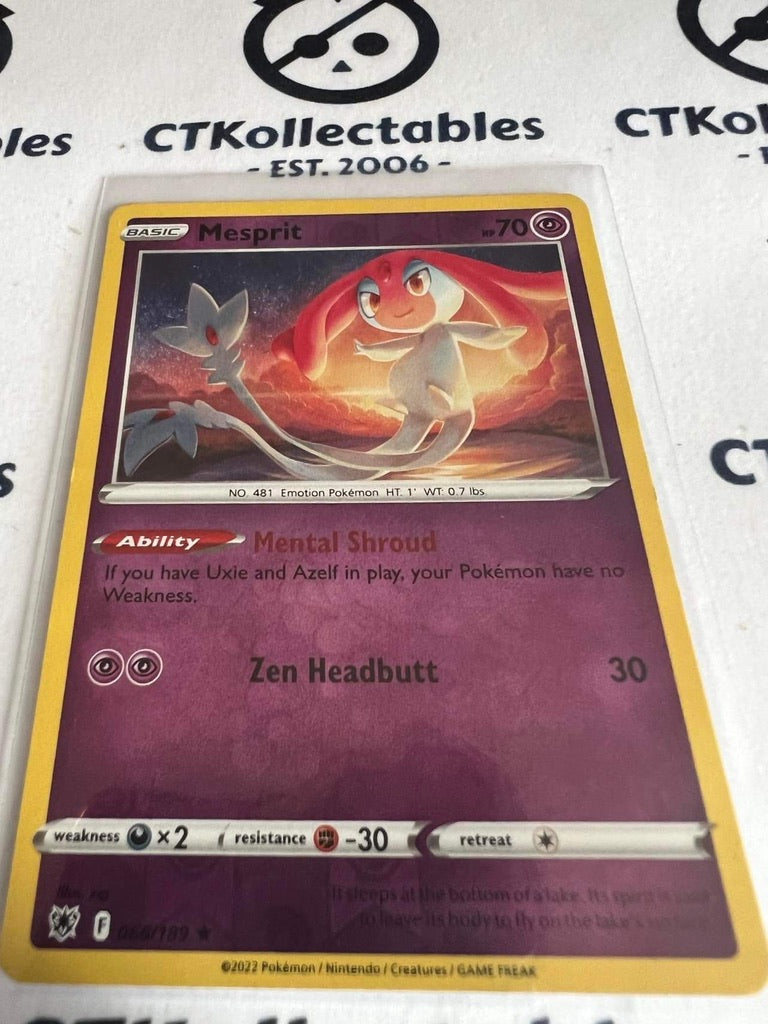 Mesprit Reverse Holo Rare Card #066/189 2022 Sword & Shield Astral Radiance Pokemon Card