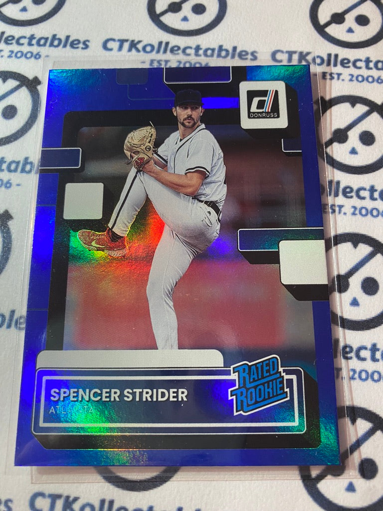 2022 Panini Donruss Baseball Spencer Strider Rated Rookie Blue Foil #76 Atlanta