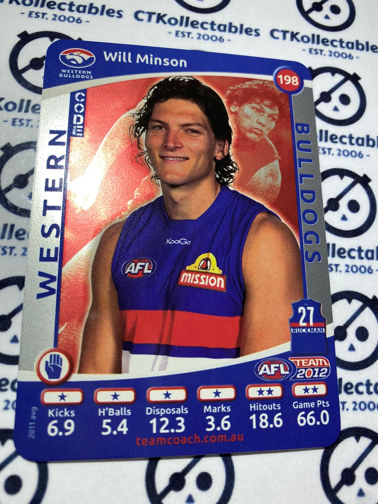 2012 AFL Teamcoach Silver Card - #198 Will Minson Bulldogs