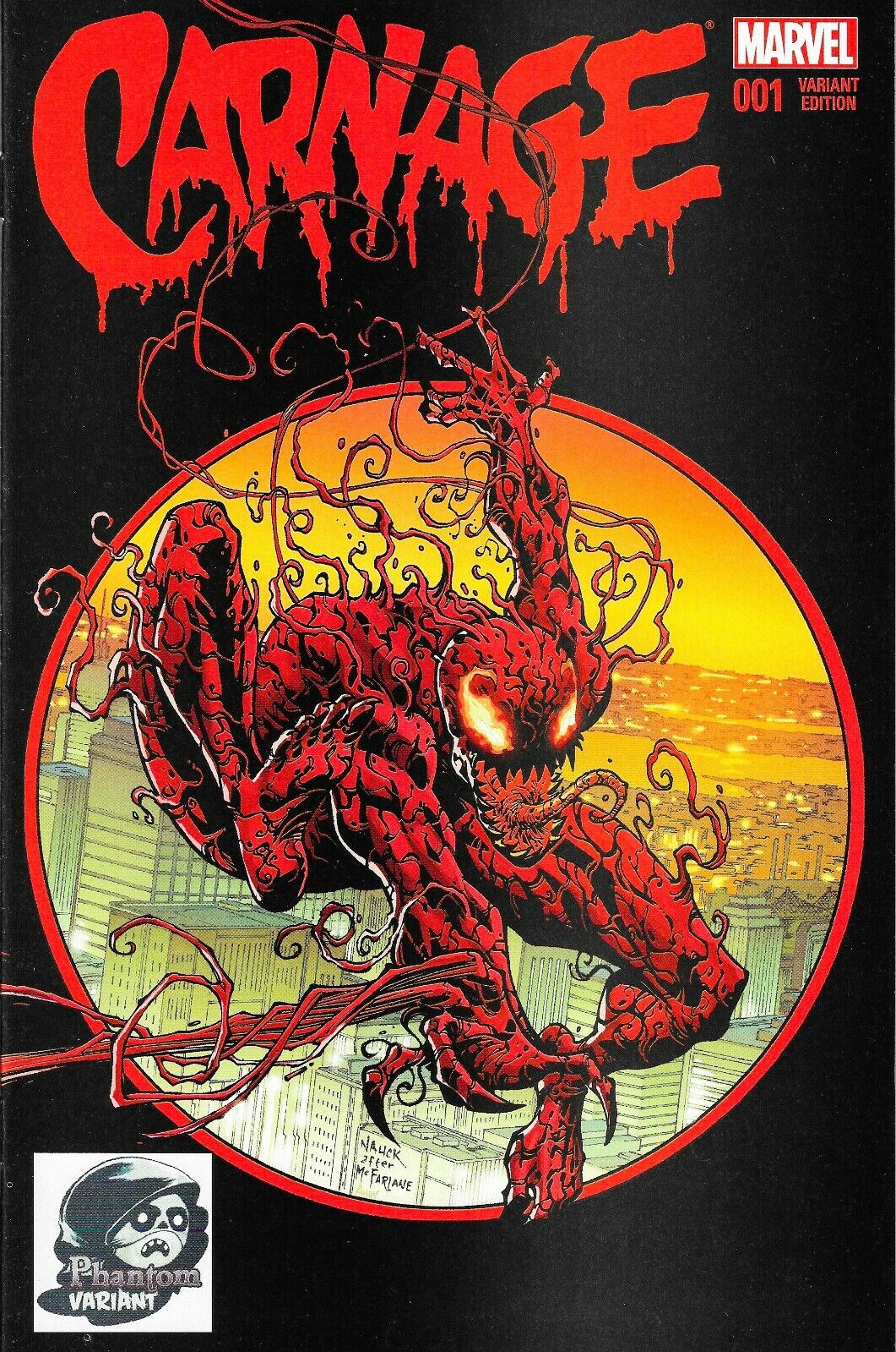 CARNAGE # 001 PHANTOM VARIANT EDITION COLOUR COVER HOMAGE SPIDER-MAN 300 COVER MARVEL COMIC BOOK 2016