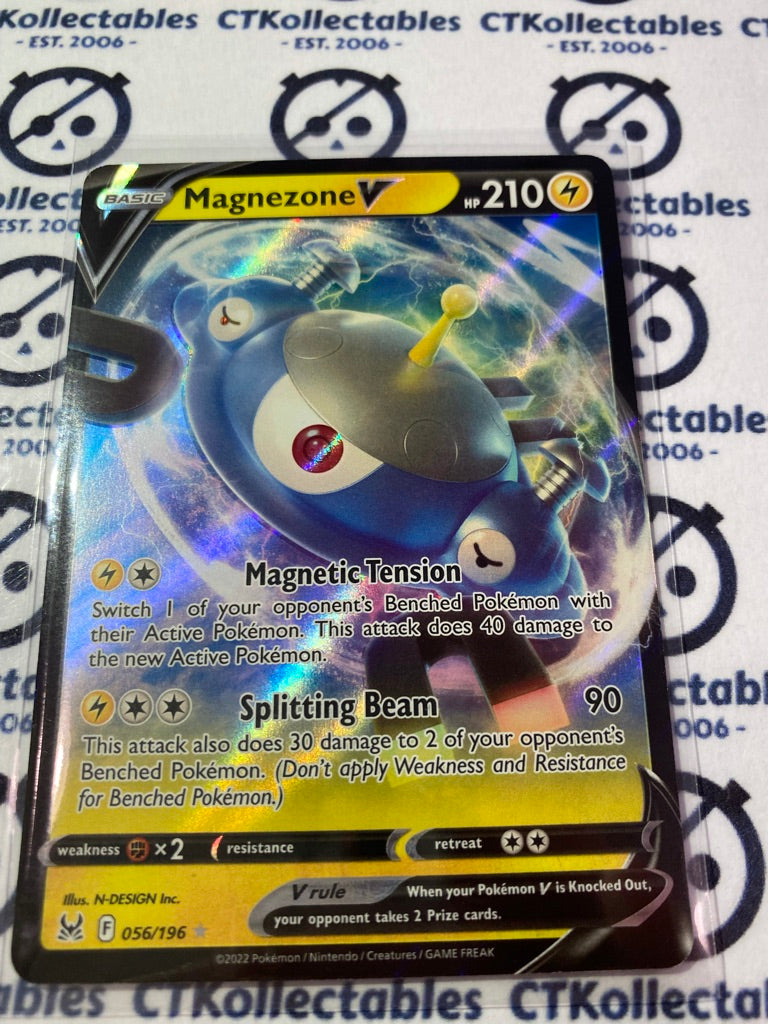 Magnezone V #056/196 2022 Sword & Shield Lost Origin Pokemon Card CTKollectables Magnezone V #056/196 2022 Sword & Shield Lost Origin Pokemon Card CTKollectables