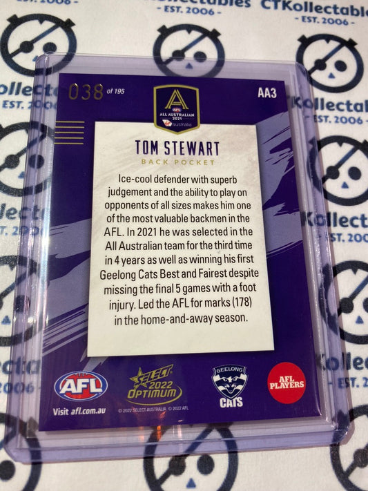 2022 AFL Optimum Tom Stewart All Australian #038/195 Cats #AA3