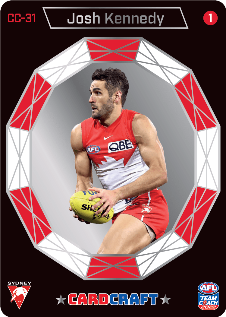 2022 AFL Teamcoach Card Craft Portrait - Josh Kennedy CC-31 swans