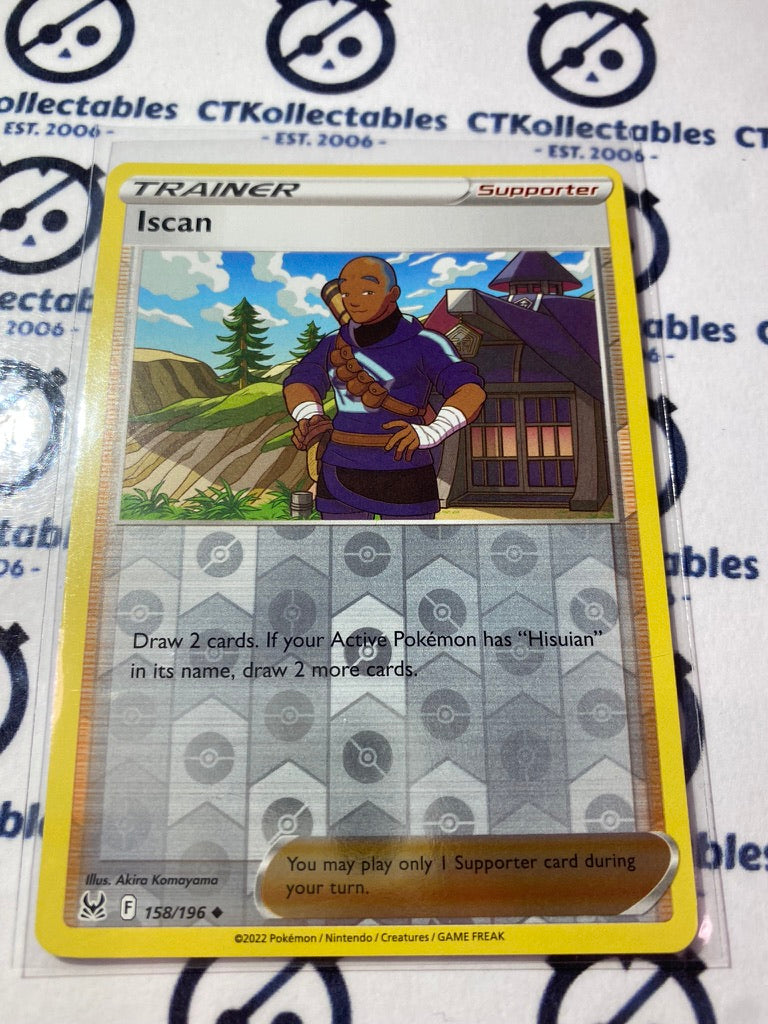 Iscan Trainer Reverse Holo #158/196 2022 Sword & Shield Lost Origin Pokemon Card