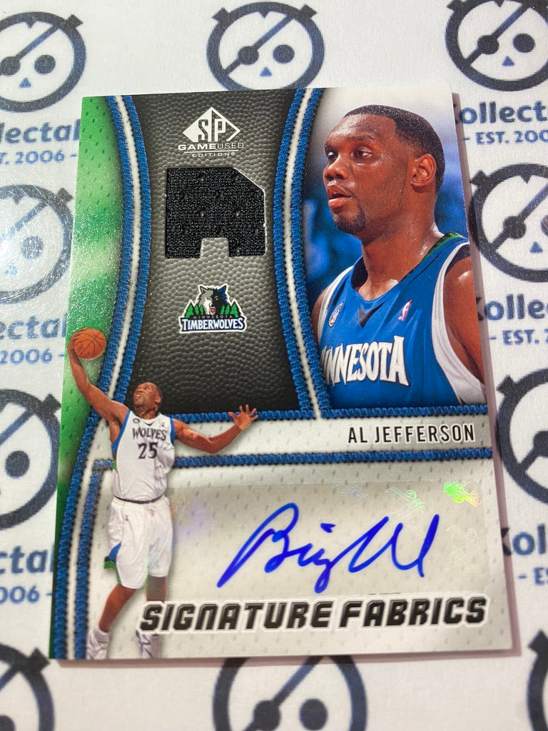 2009-10 upper Deck SP-GU Al Jefferson Signature Fabrics Timberwolves