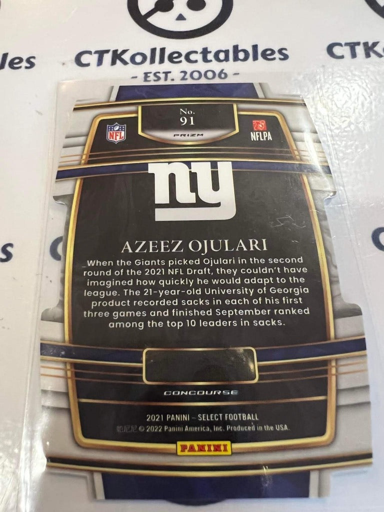 2021 NFL Panini Select Azeez Ojulari Die Cut Silver Prizm #91 Giants