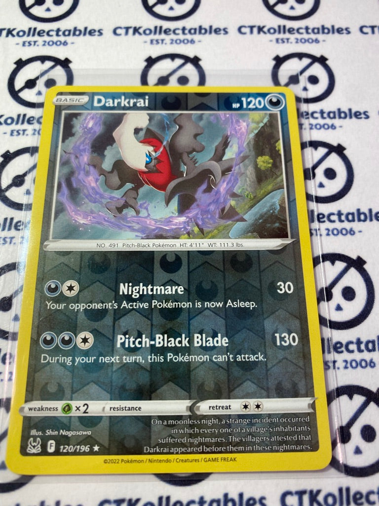 Darkrai Reverse Holo Rare #120/196 2022 Sword & Shield Lost Origin Pokemon Card