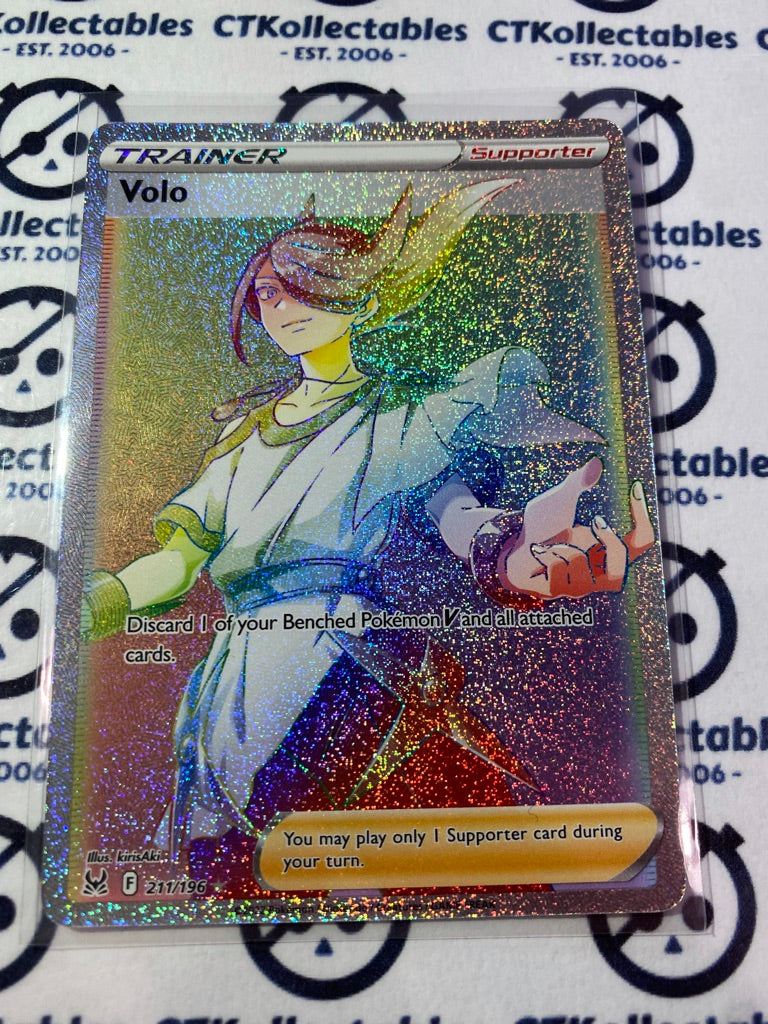 Volo Trainer Rainbow Secret Rare #211/196 2022 Sword & Shield Lost Origin Pokemon Card