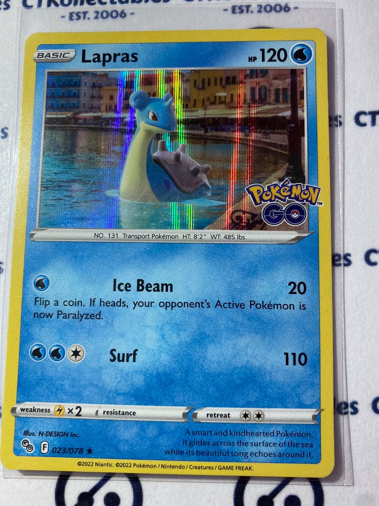 Lapras Holo Rare Card #023/078 2022 Sword & Shield Pokemon Go Pokemon CTKollectables Lapras Holo Rare Card #023/078 2022 Sword & Shield Pokemon Go Pokemon CTKollectables