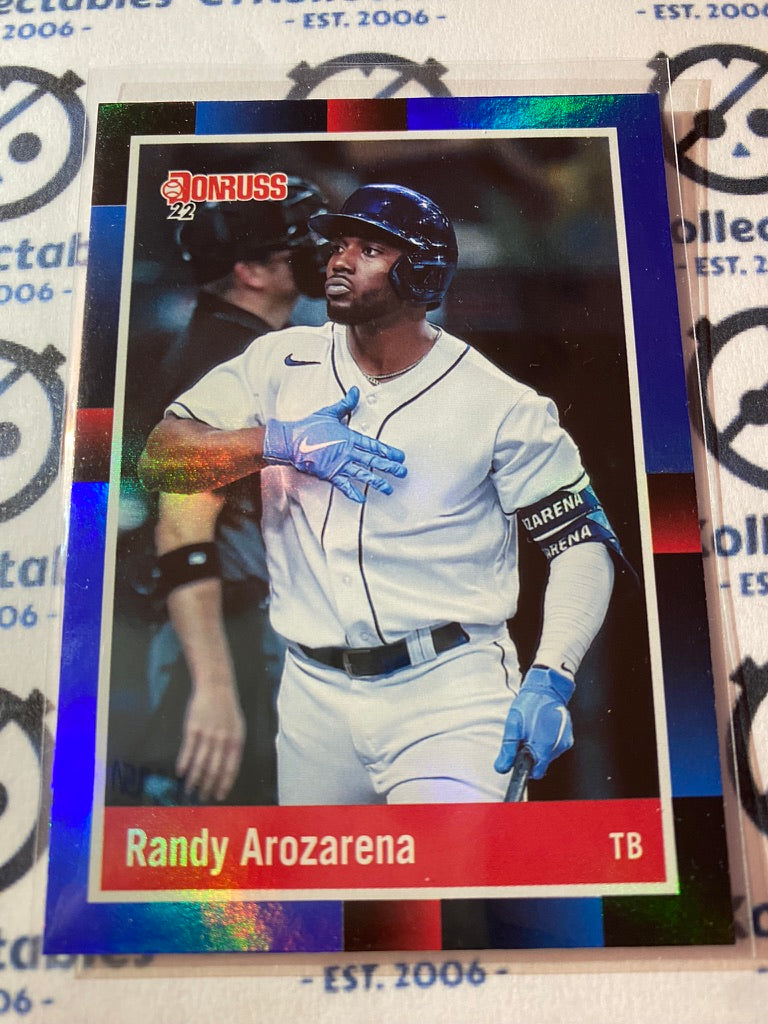 2022 Panini Donruss Baseball Randy Arozarena Blue Foil Variation "1988 Retro" #275 Tampa Bay