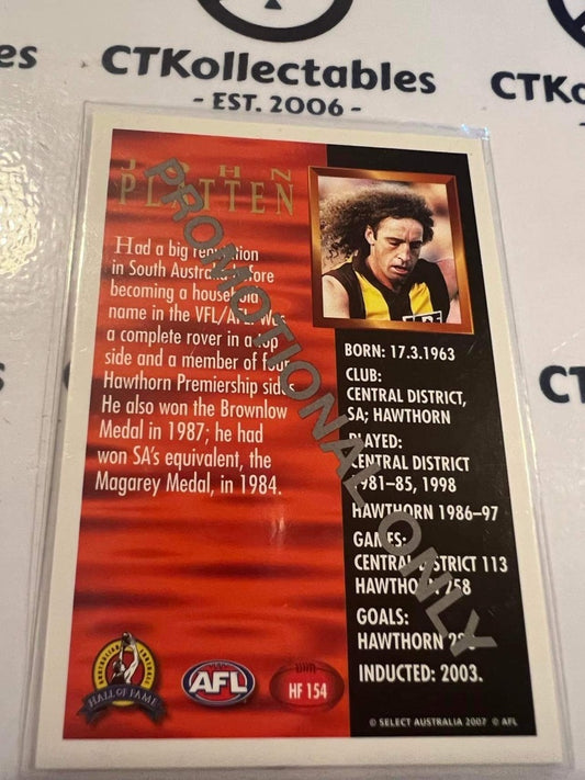2007 AFL Supreme John Platten Hall of fame #HF154 Promo Card Hawks