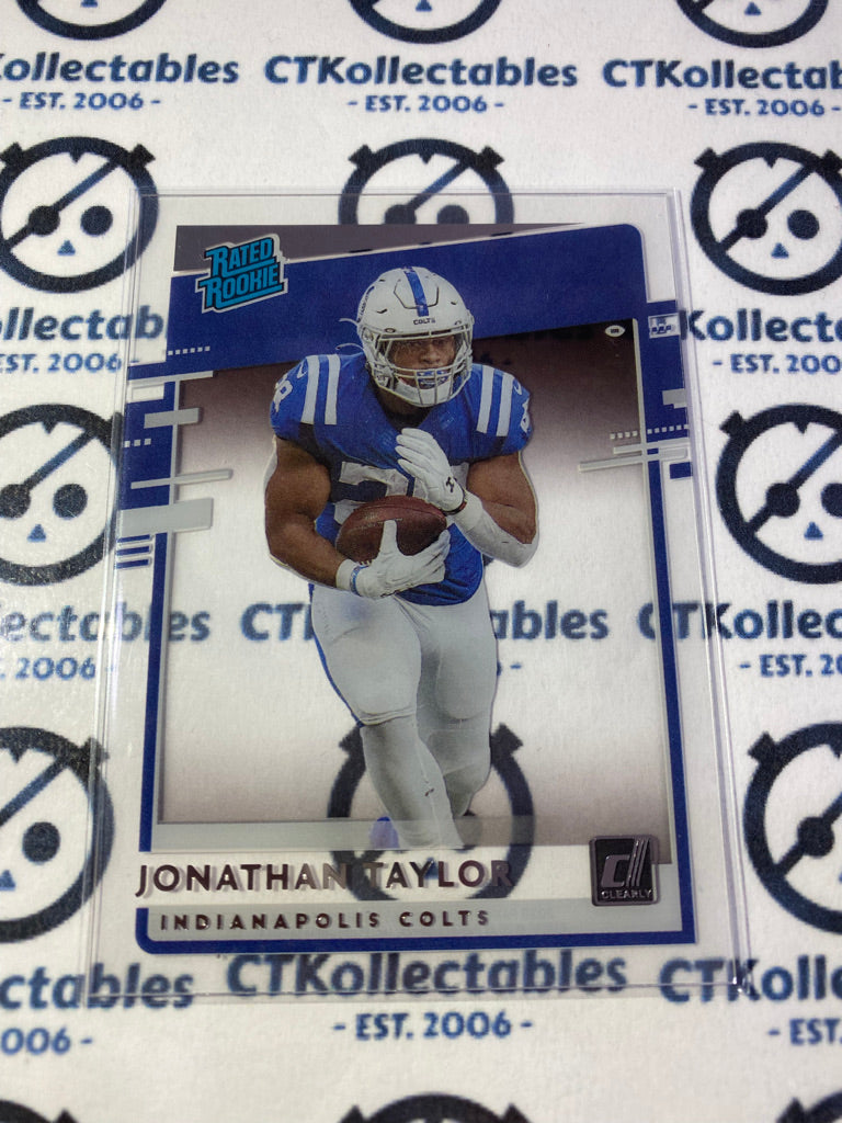 2020 NFL Chronicles Jonathan Taylor Clearly Donruss Rated Rookie RR-JT