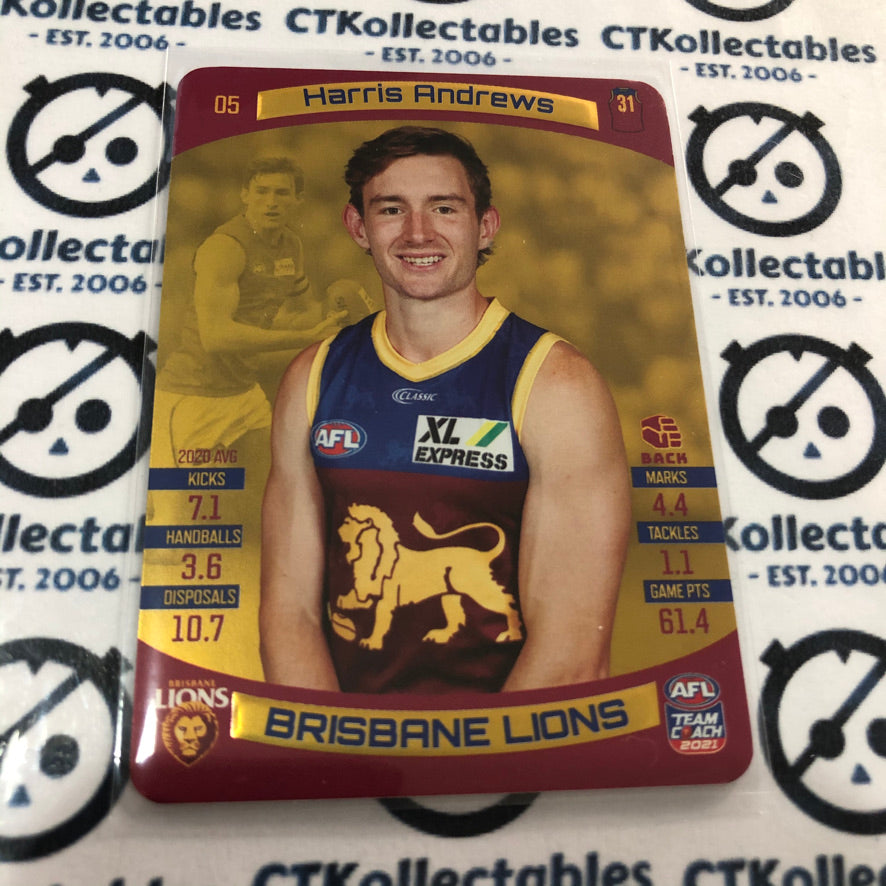 2021 AFL Teamcoach Gold Harris Andrews #05 Lions